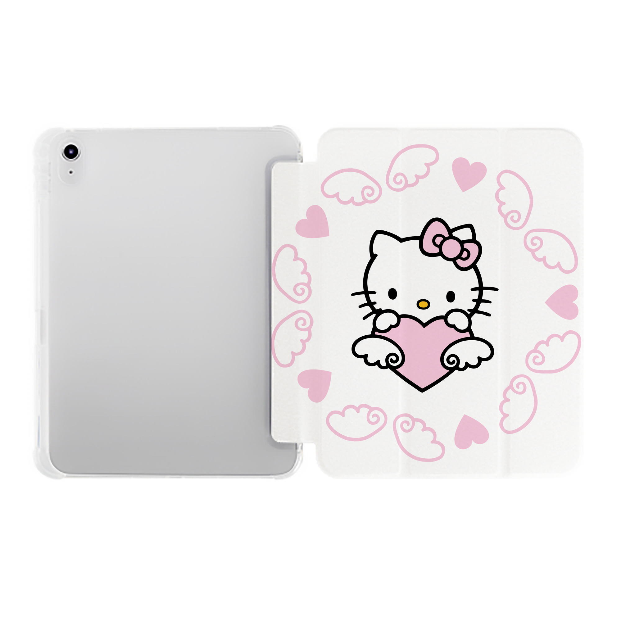 （画像用） Hello Kitty ハローキティ IPad ケース ペン収納付き 三つ折りスタンド PUレザー×シリコン 対応機種9.5/10.5/10.9インチ